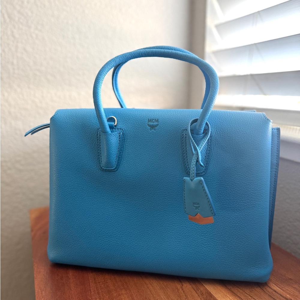 MCM Blue Medium Milla Leather Handbag